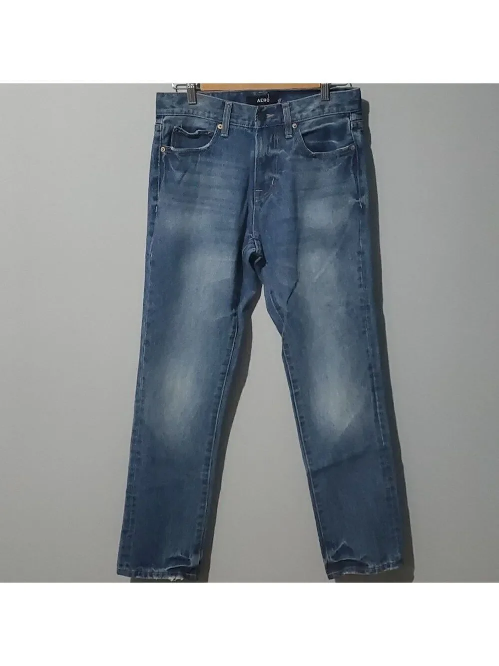 Aero jeans men's size 29/30 blue slim‎ distressed demin medium blue